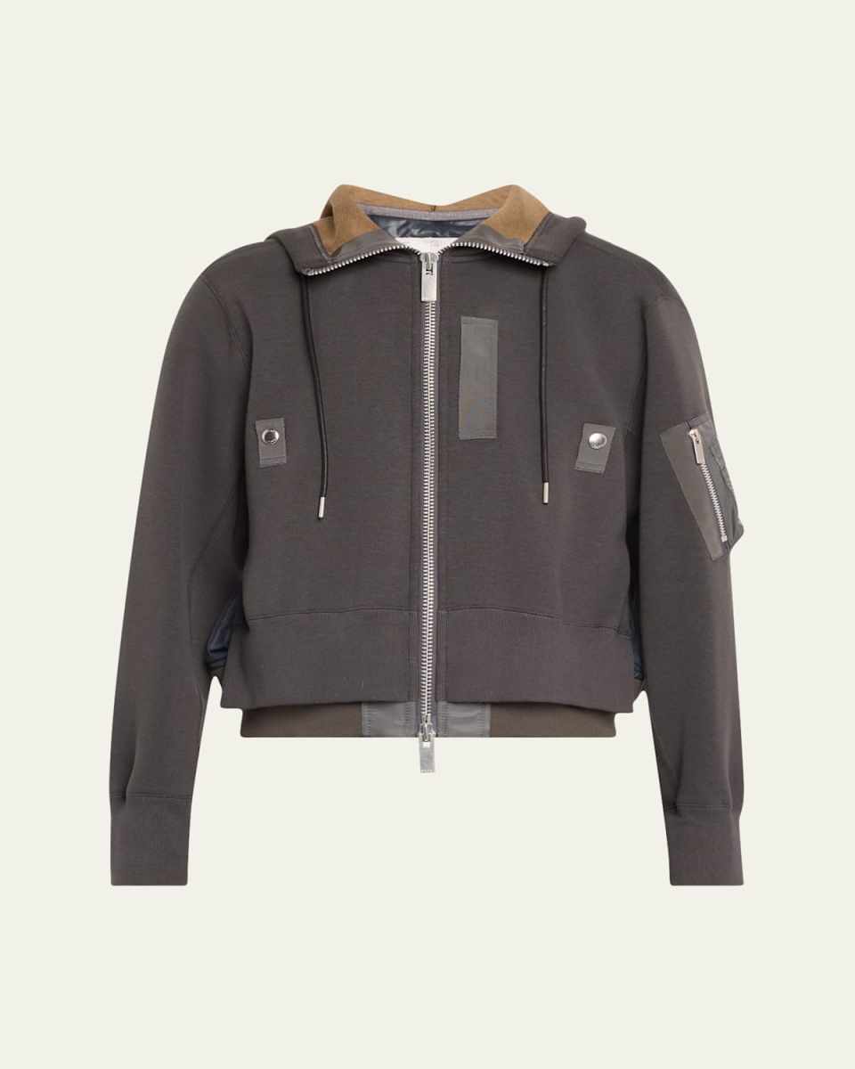 Hybrid Zip-Up Drawstring Hooded Jacket